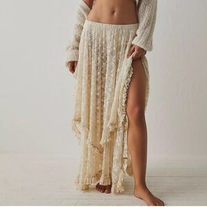 Free People Cream Lace Maxi Skirt